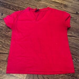 red v-neck tshirt